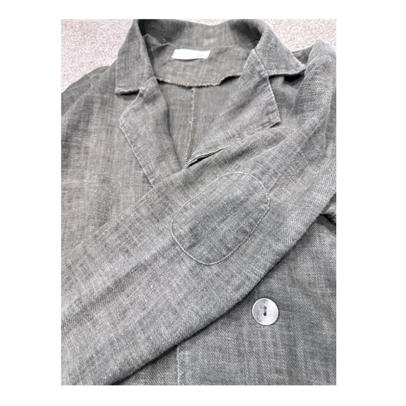 Grey Linen Trench Blazer - Picture 6 of 7